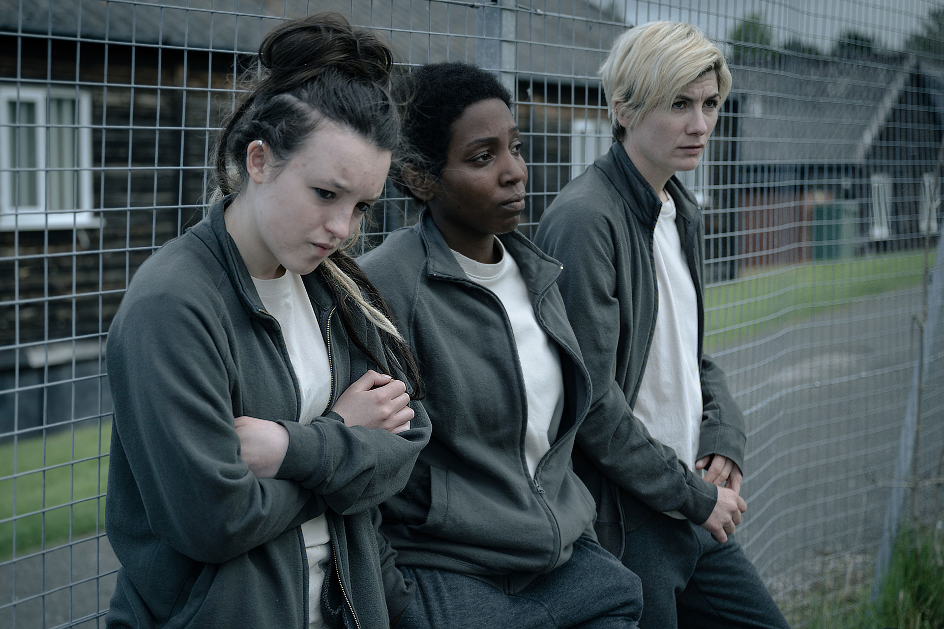 Kelsey (BELLA RAMSEY), Abi (TAMARA LAWRANCE) & Orla (JODIE WHITTAKER) in Time series 2