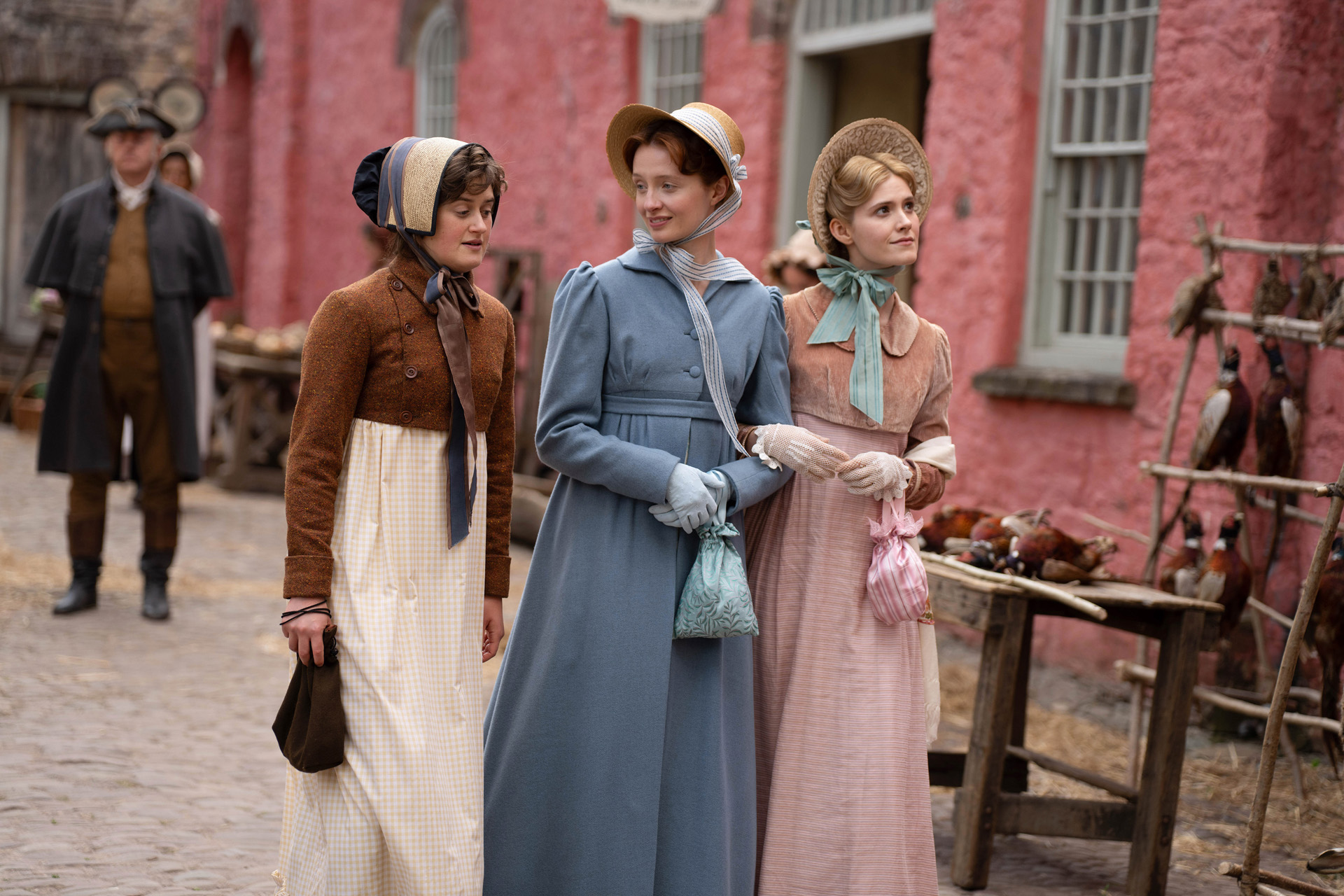 Mary Bennet (ELLA BRUCCOLERI). Lizzie Bennet (POPPY GILBERT) & Jane Bennet (MADDIE CLOSE) in The Other Bennet Sister.