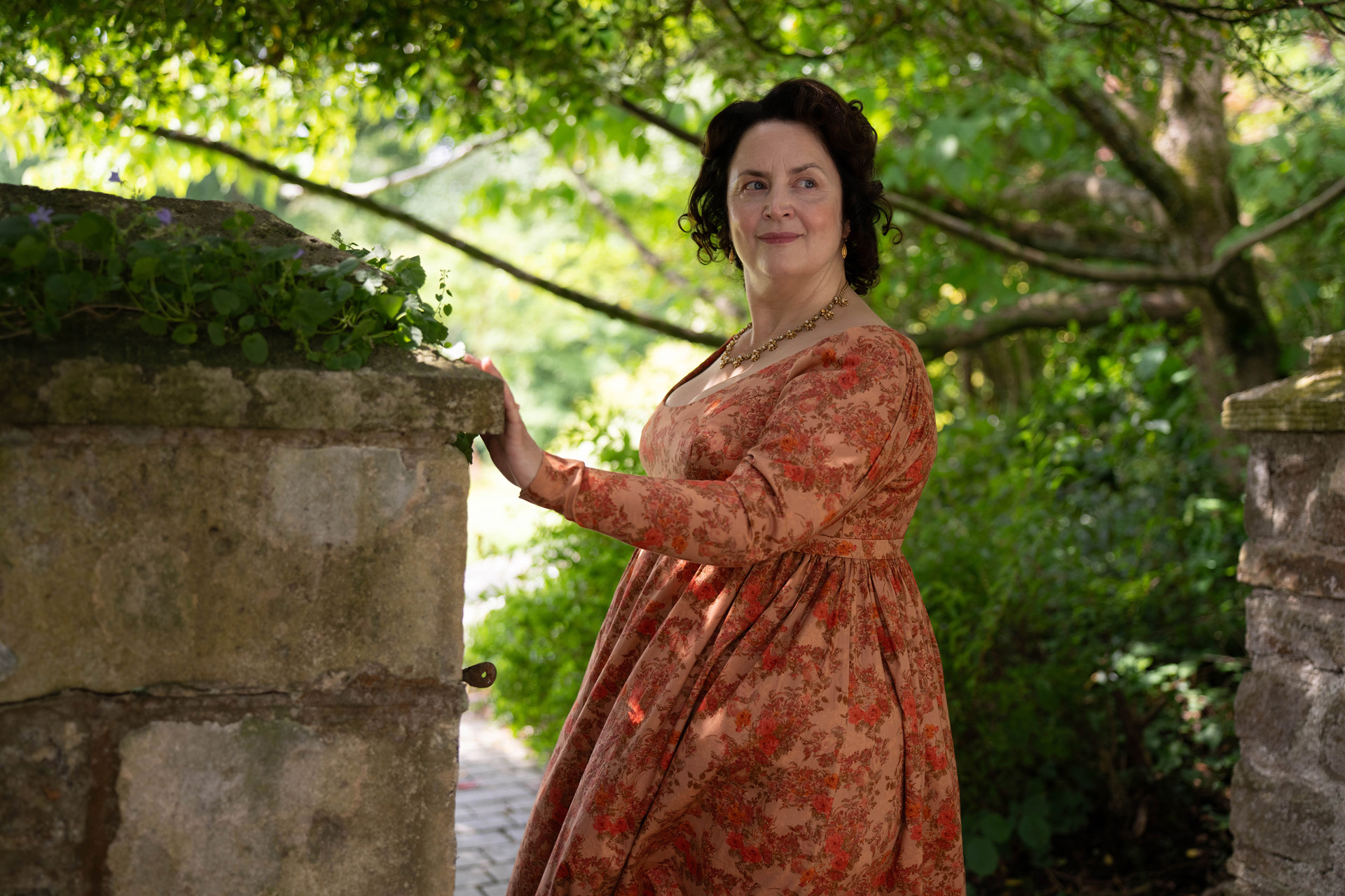 Mrs Bennet (RUTH JONES) in The Other Bennet Sister.
