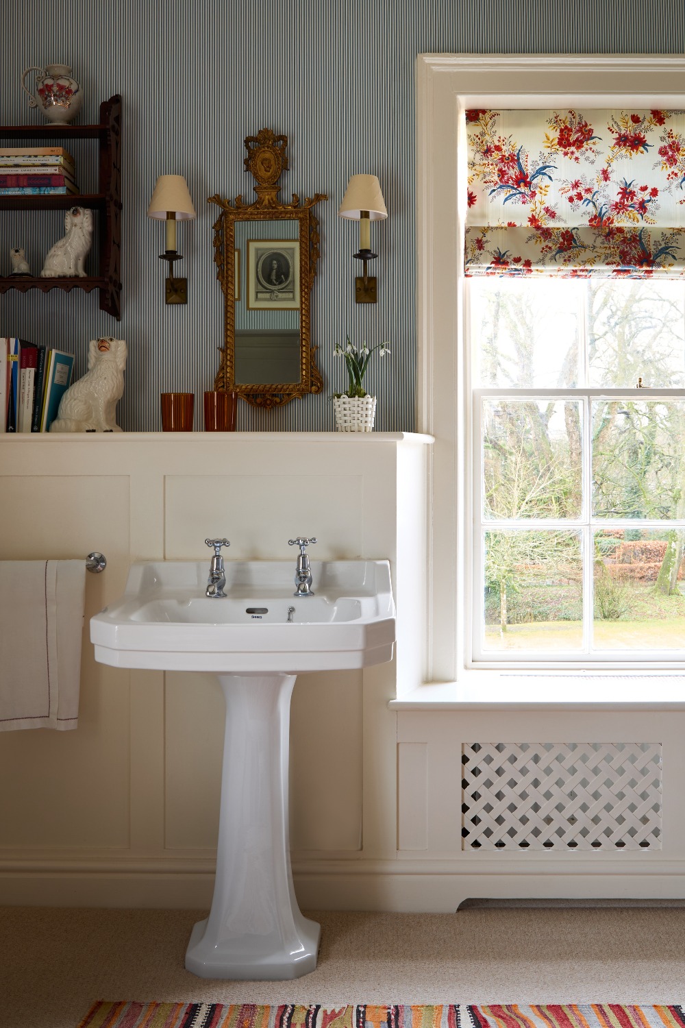 Bathroom close up - sink and window with blue walls