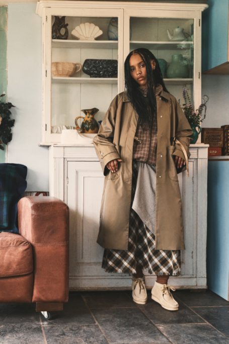 Woman wearing Clarks Desert Boots