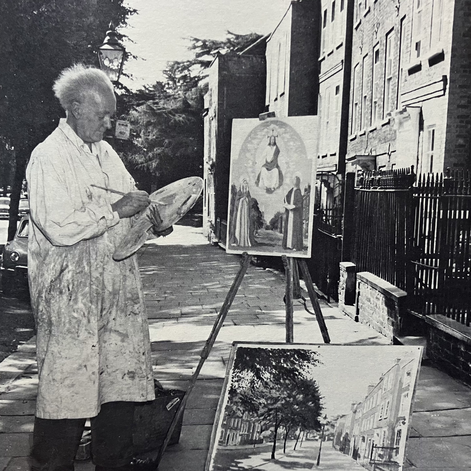 Donald Towner painting on Church Row, Hampstead.
