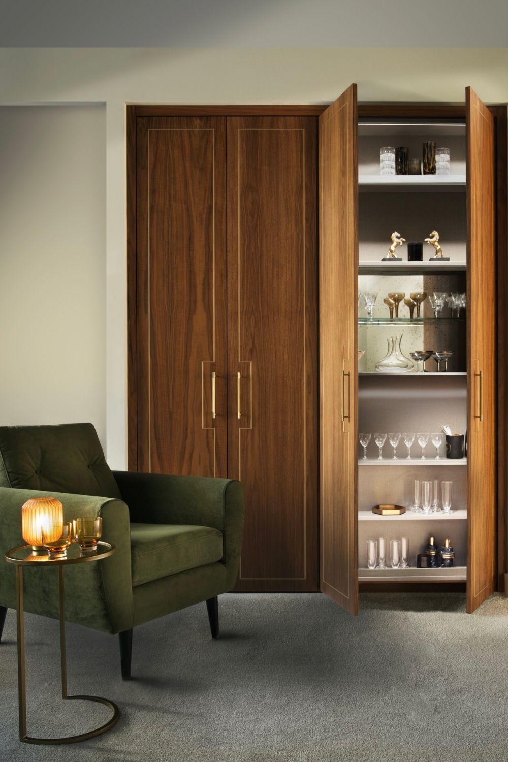 Cupboard with green chair