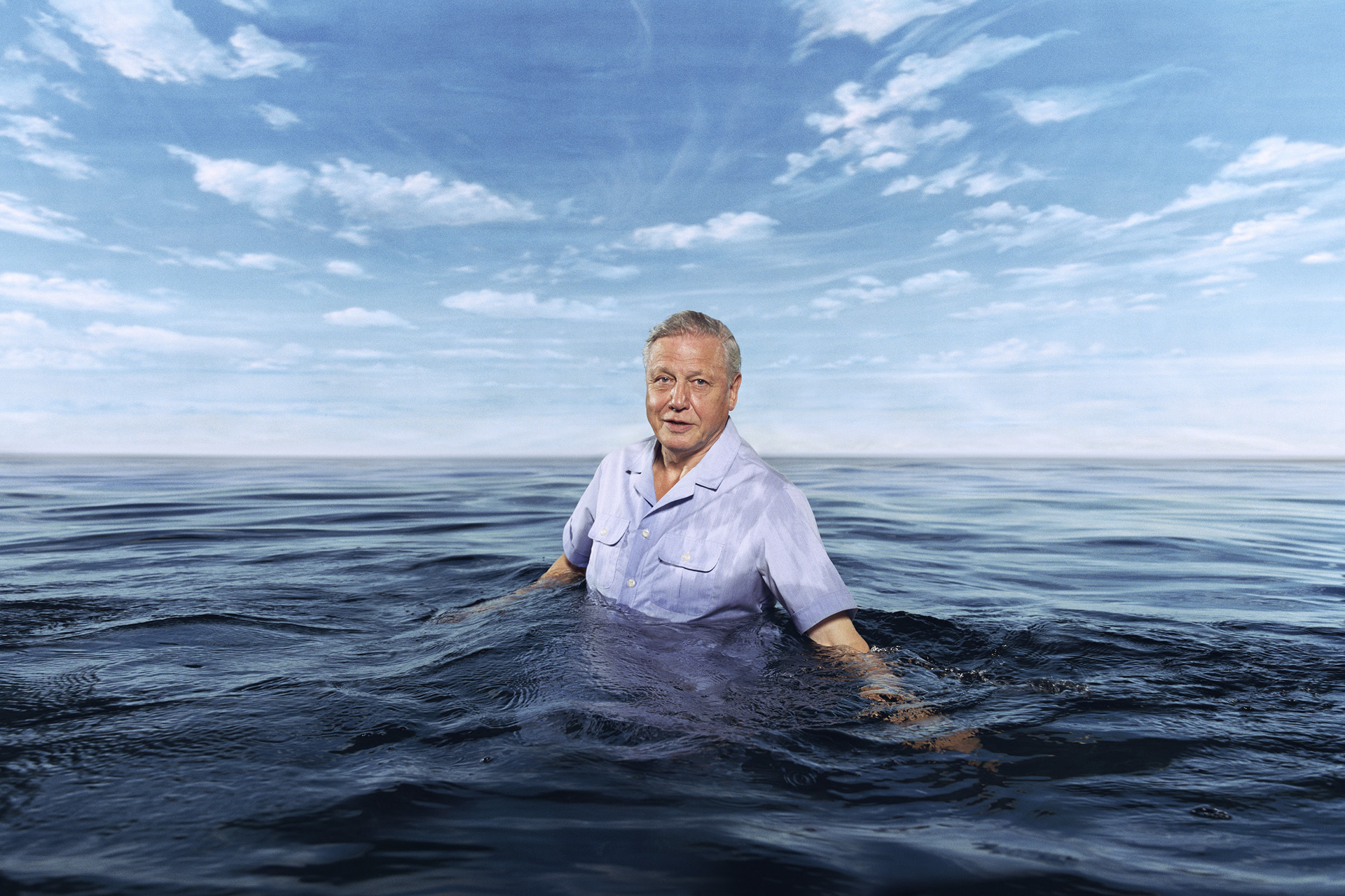 David Attenborough in the sea