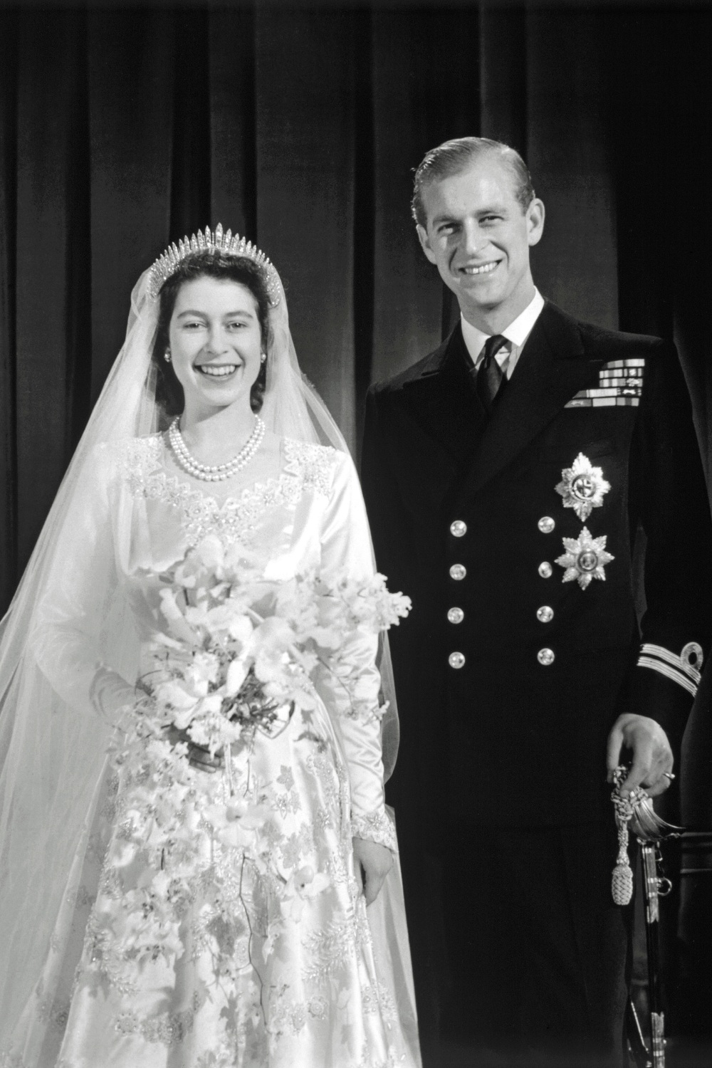 Photograph of Queen Elizabeth II and Prince Philip on their wedding day, 1947