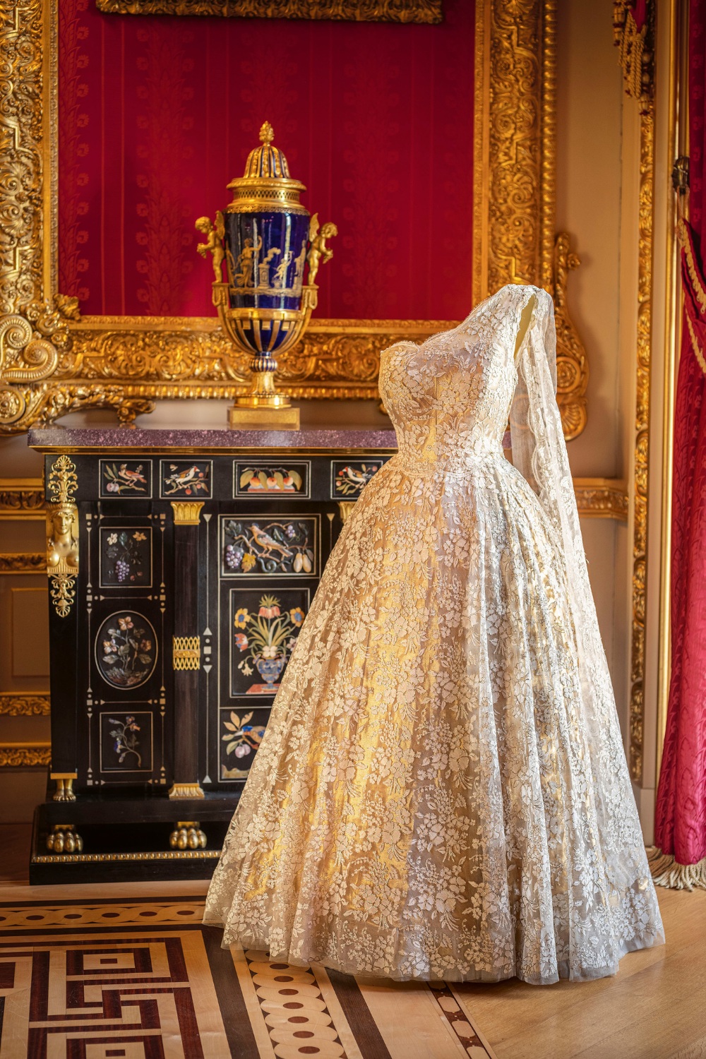 Dress on mannequin in ornate room