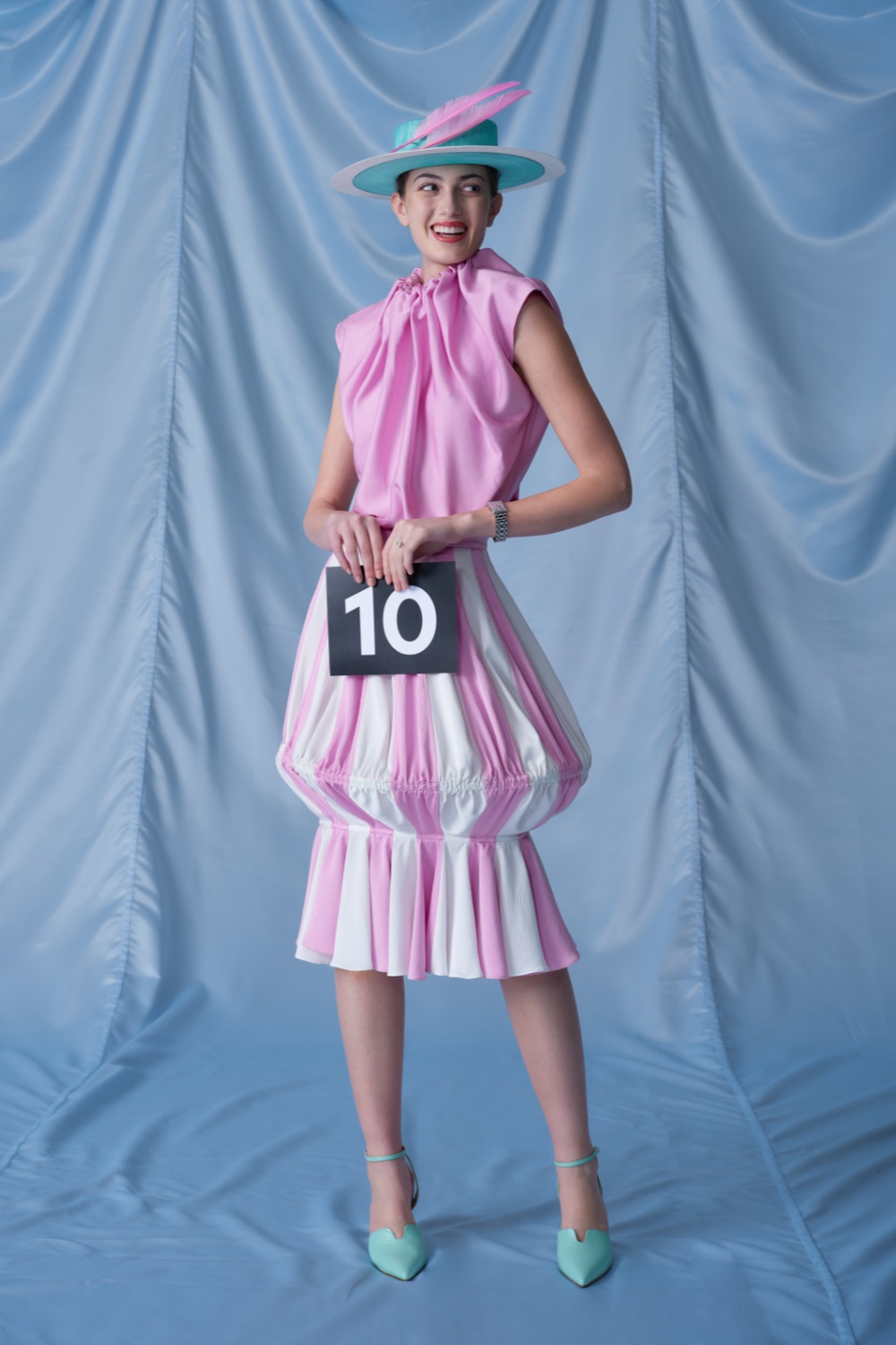 Woman in purple dress