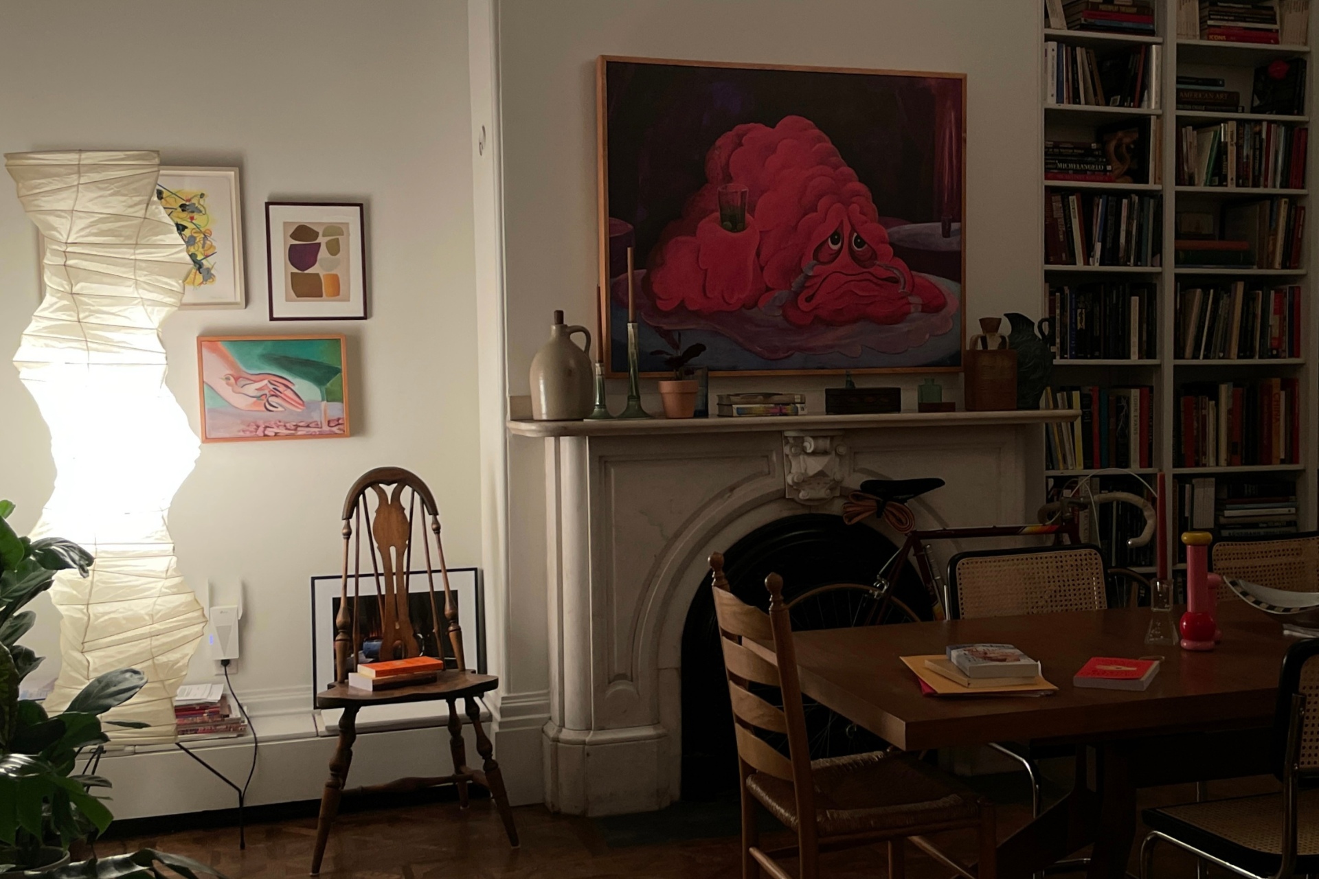 Living room with art on the walls