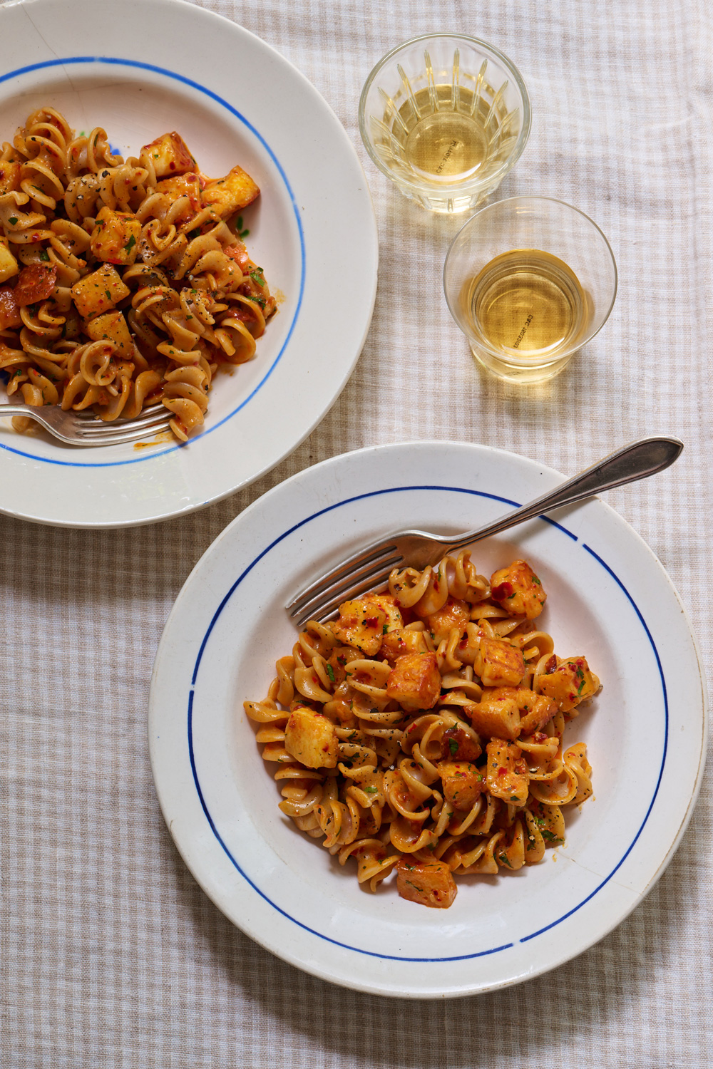 Hot honey harissa pasta