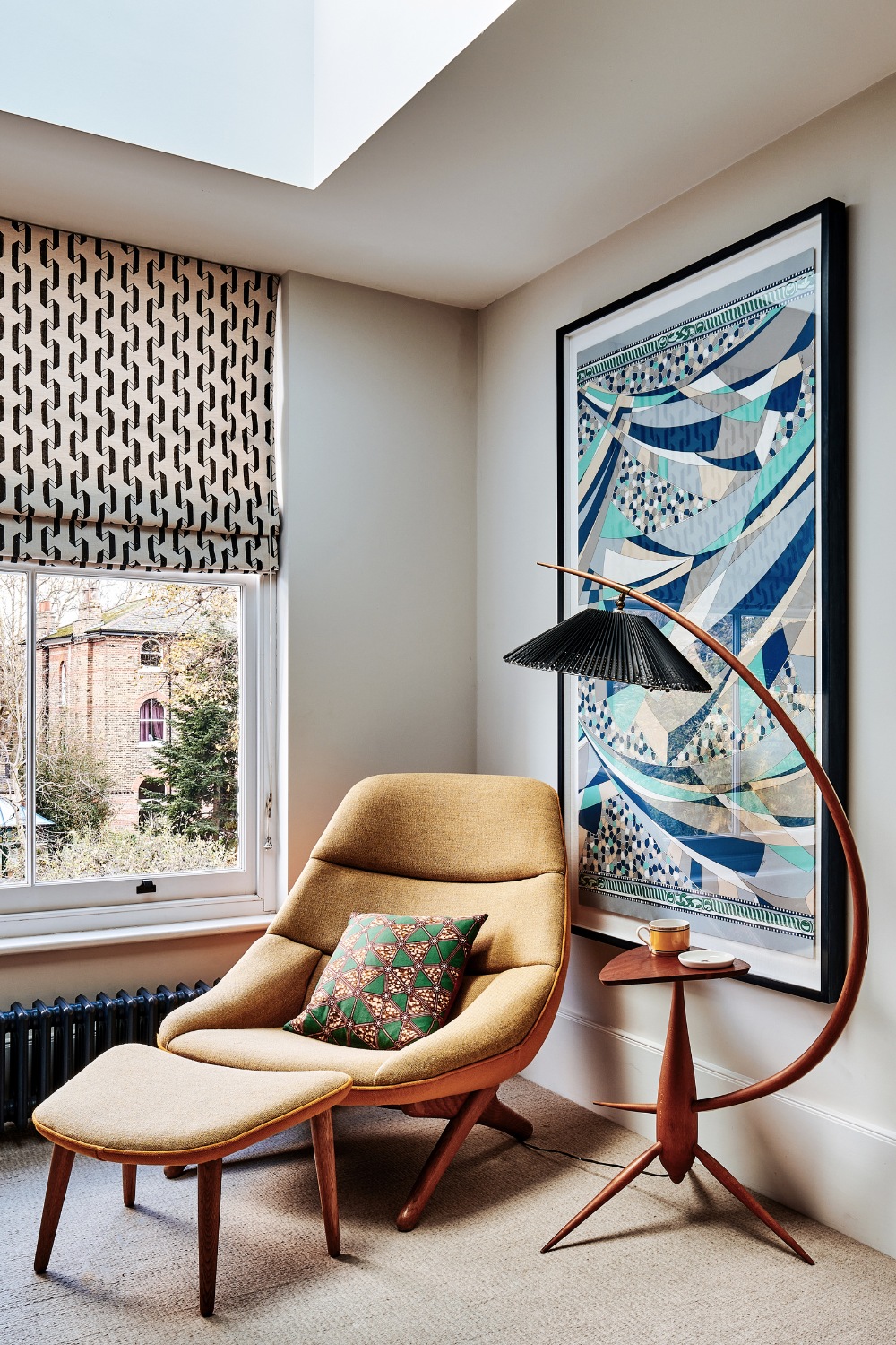 Landing with chair and artwork on the wall | woolf interior victorian villa