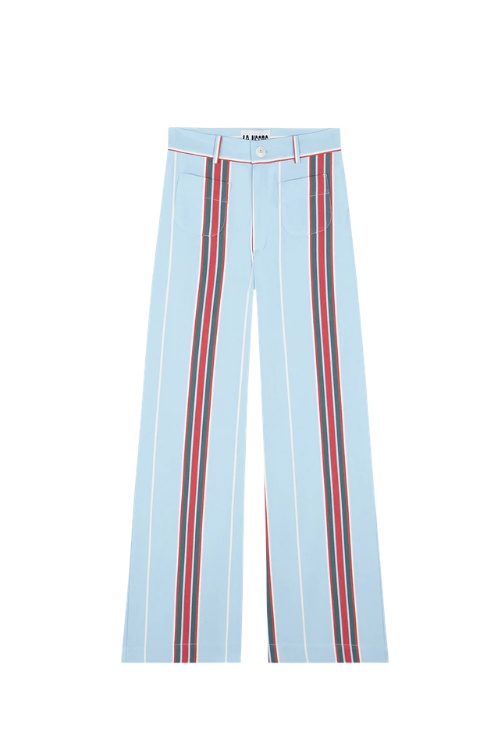 Blue trousers with red stripe
