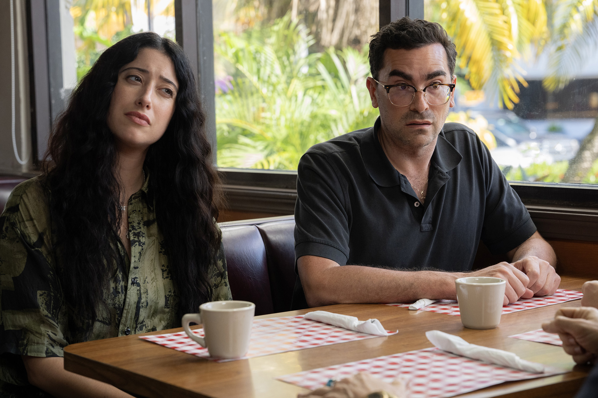 Taylor Ortega as Morgan and Dan Levy as Nicky BIG MISTAKES