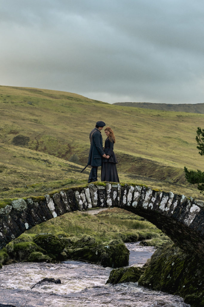 Ellen MacKenzie (Harriet Slater) and Brian Fraser (Jamie Roy) in Outlander: Blood of My Blood