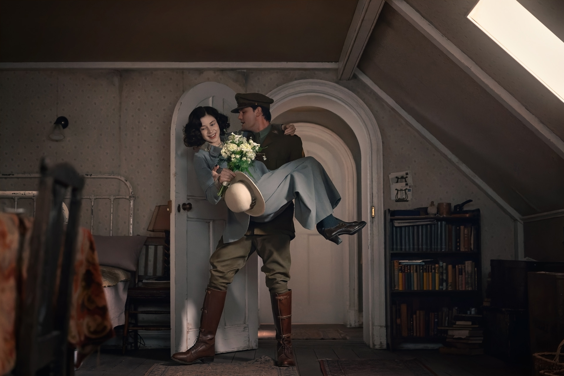 Julia Moriston (Hermione Corfield) and Henry Beauchamp (Jeremy Irvine) in Outlander: Blood of My Blood