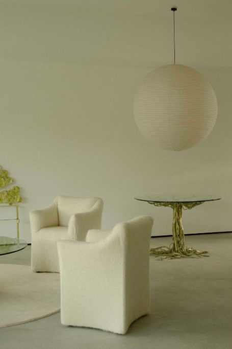 Room arranged with antique furniture collected by Béton Brut