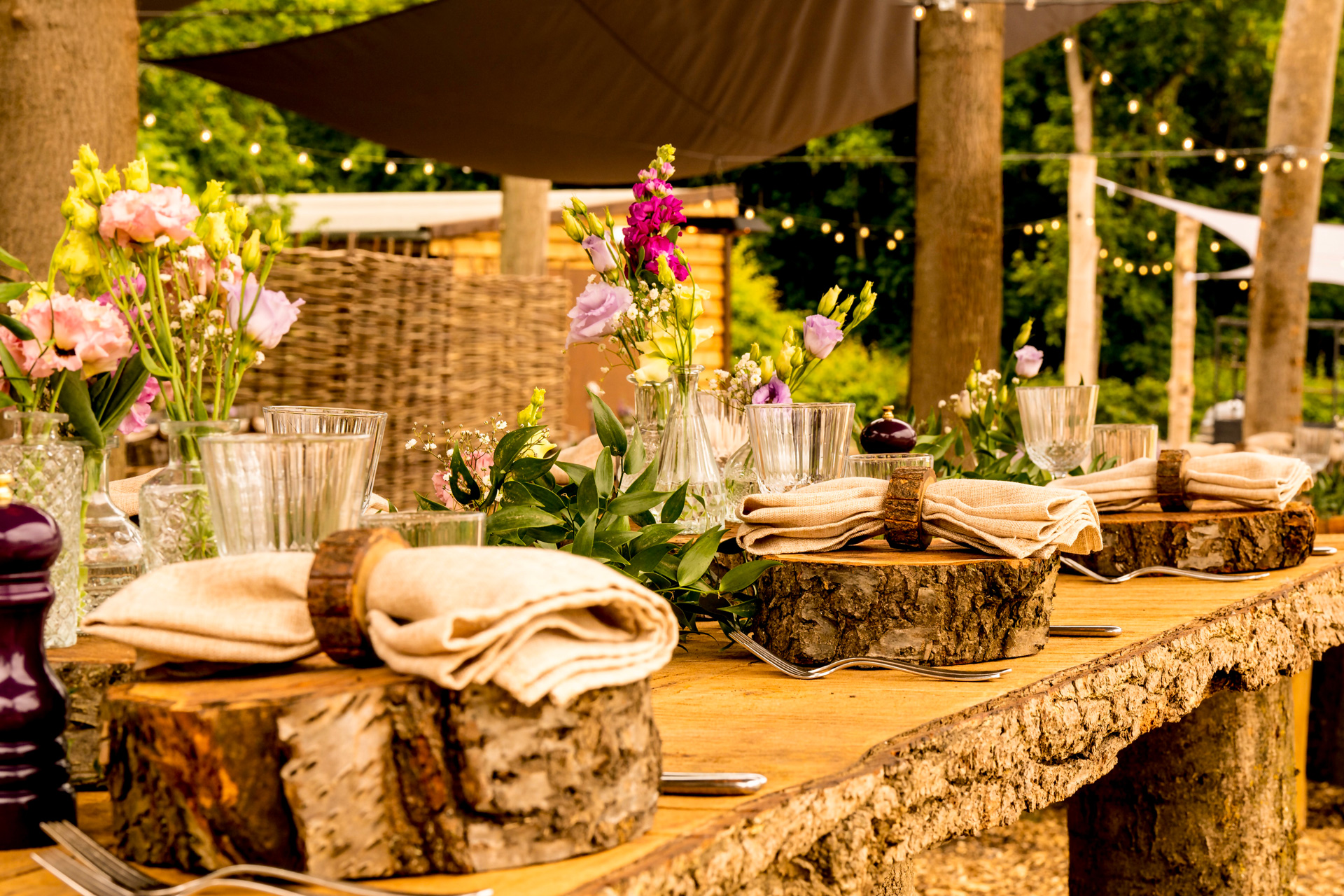 An outdoor table setting at Down Hall hotel