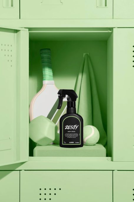 Green locker with body spray inside