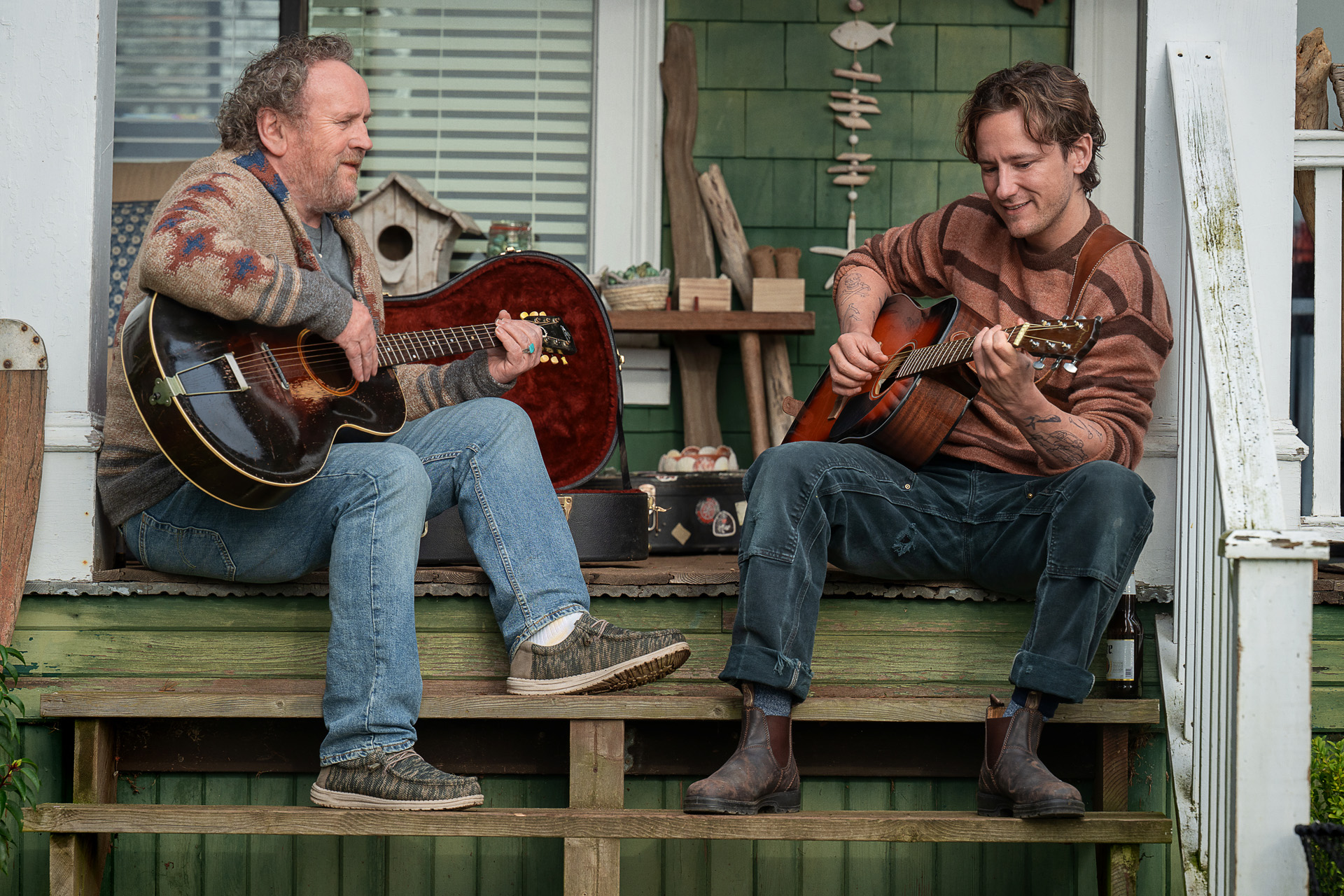 Colm Meaney as Ethan and Lewis Pullman as Cameron in Remarkably Bright Creatures
