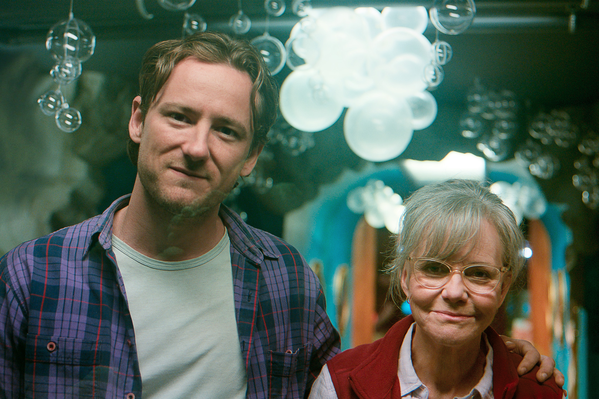 Lewis Pullman as Cameron and Sally Field as Tova in Remarkably Bright Creatures
