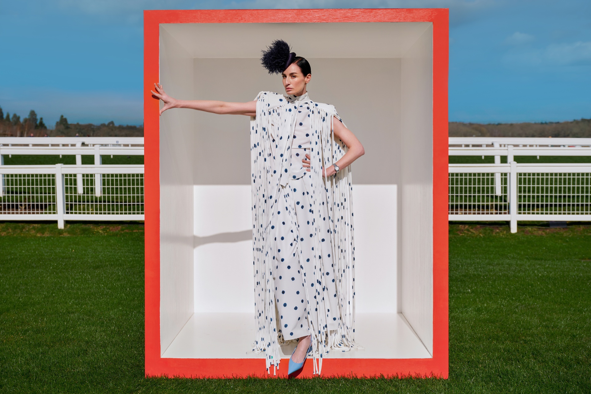 Erin O'Connor in red box for the Royal Ascot 2026 Handbook