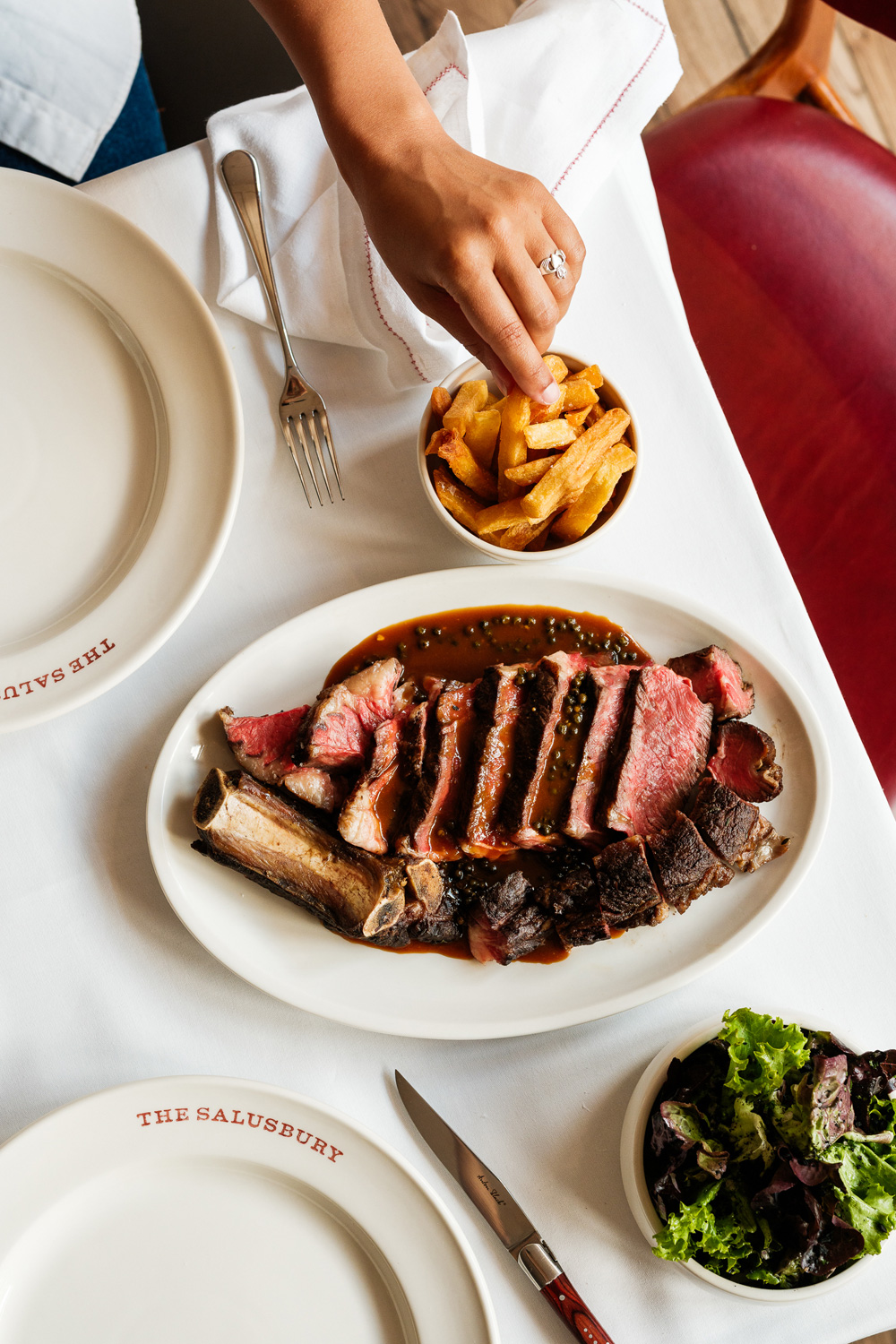 Steak on a table at The Salusbury Pub