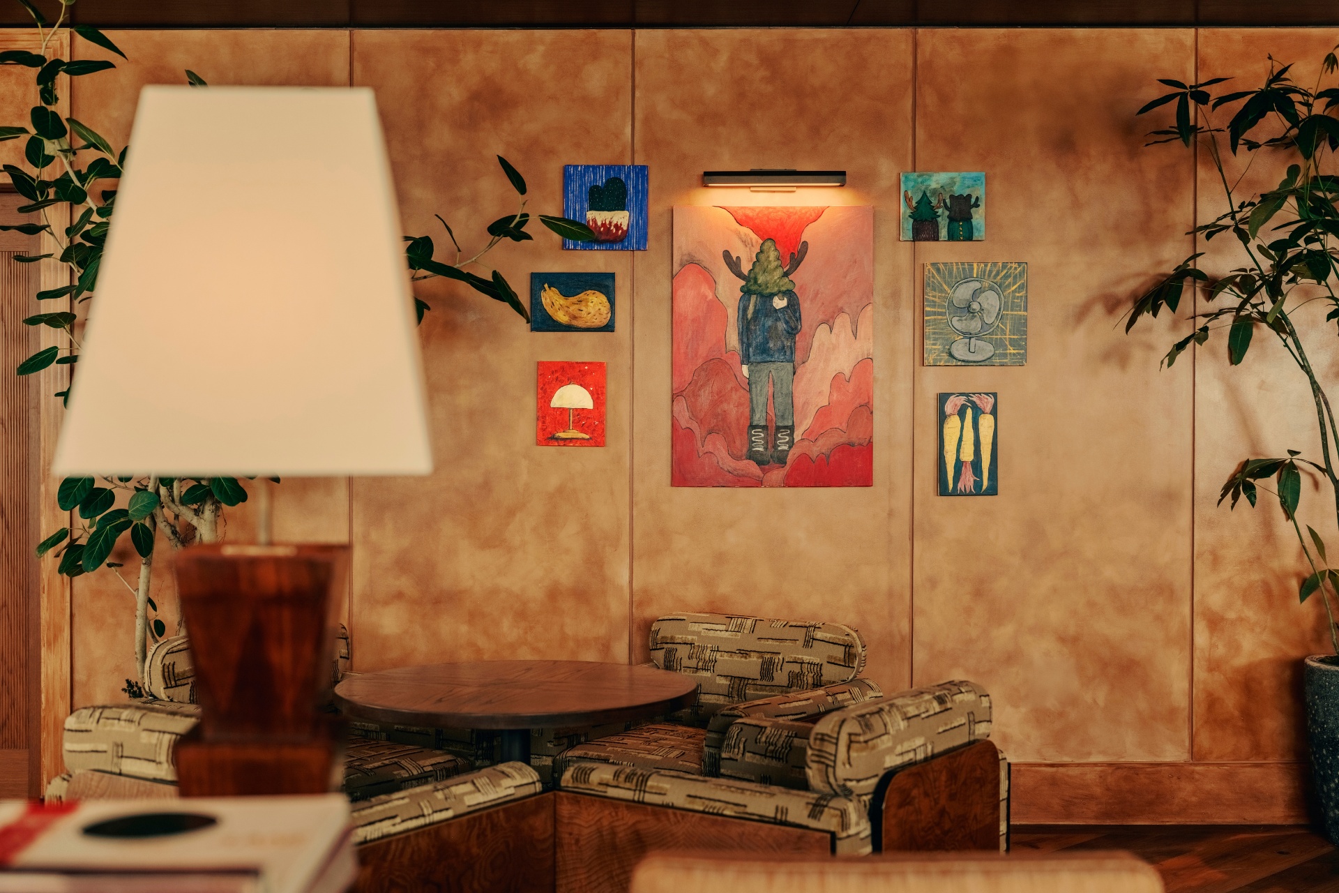 Brown-toned room with textured walls