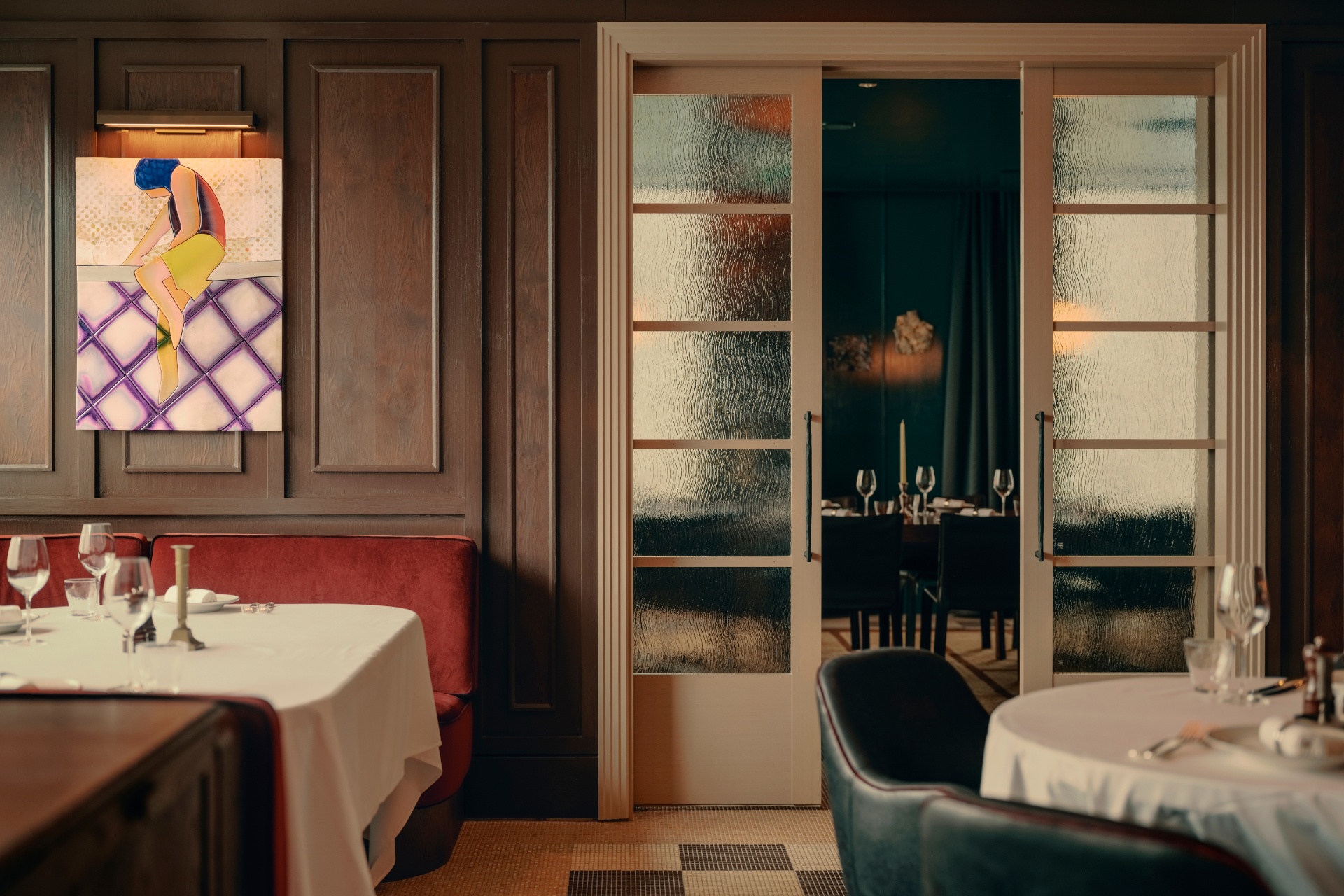 Dining space leading to private room