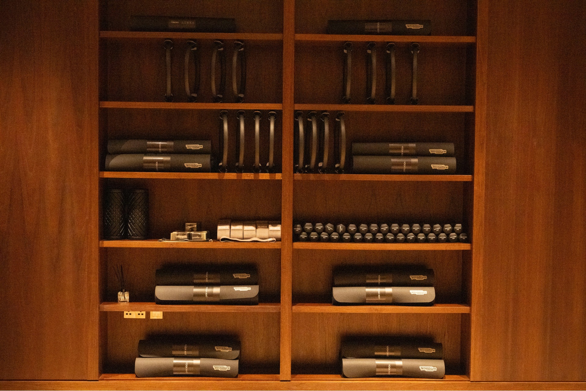 Shelves with spa equipment