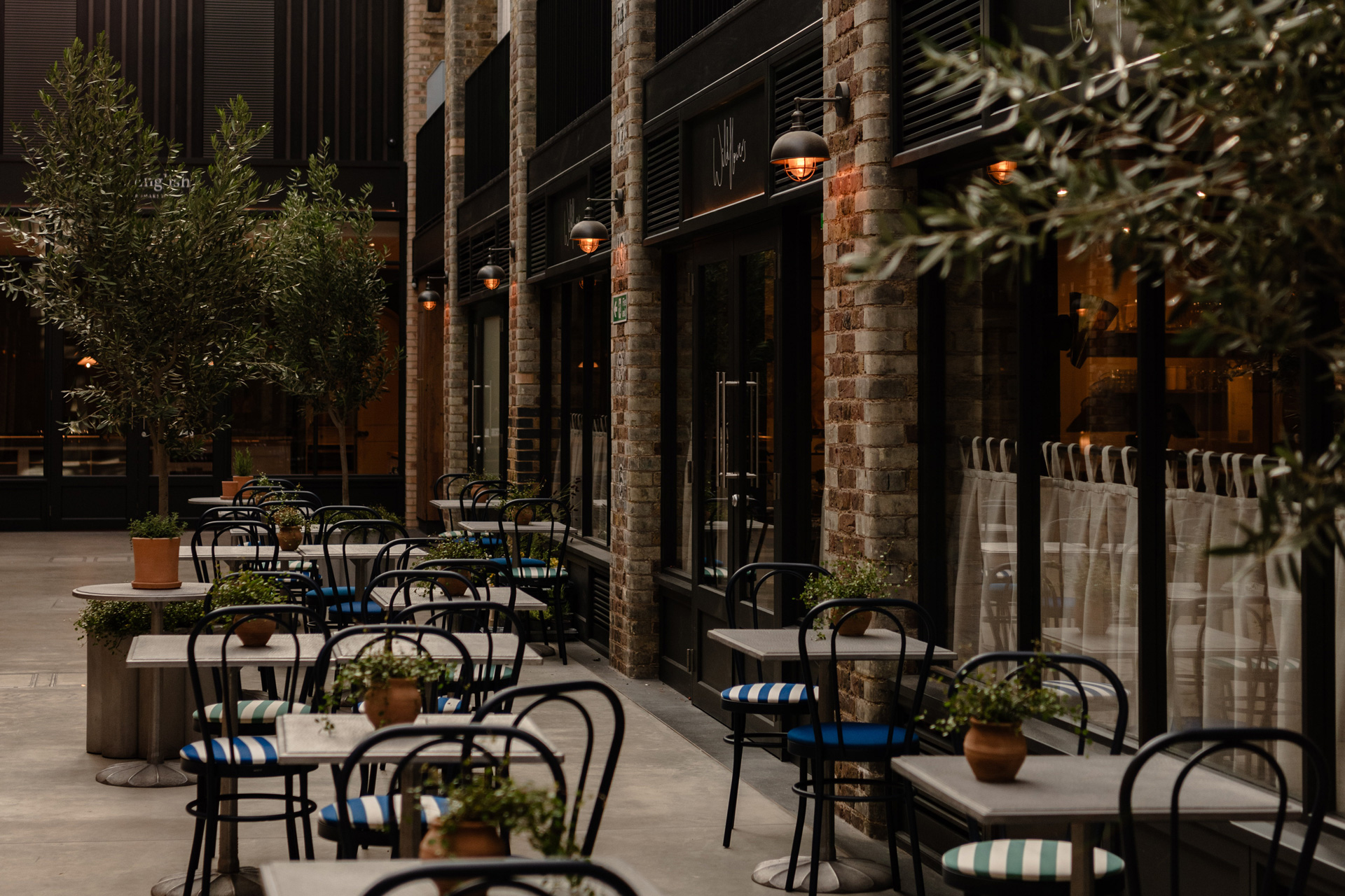 Courtyard at Wildflowers, a restaurant in London
