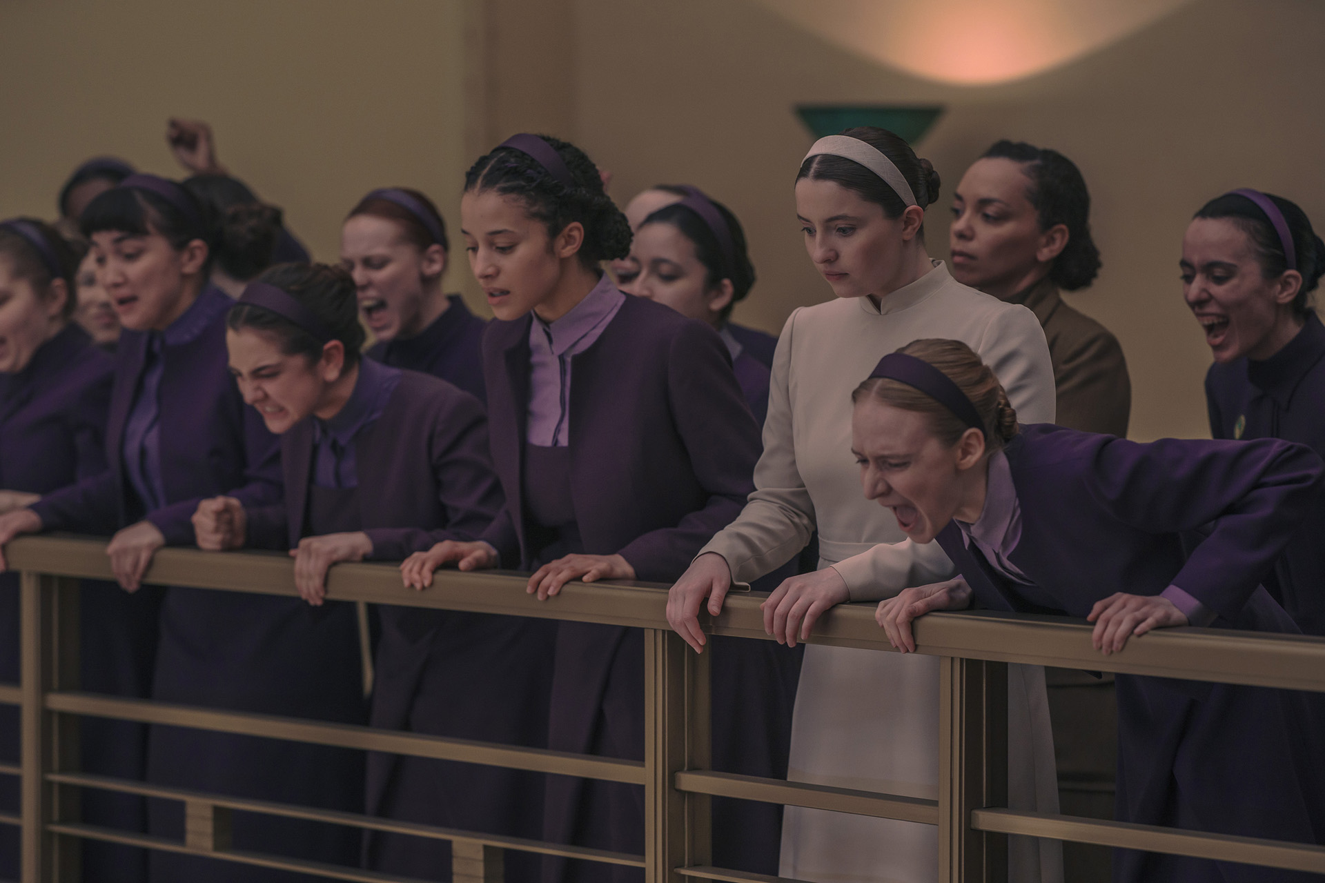 Rowan Blanchard as Shunammite, Mattea Conforti as Becka, Chase Infiniti as Agnes, Lucy Halliday as Daisy & Isolde Ardies as Hulda in The Testaments