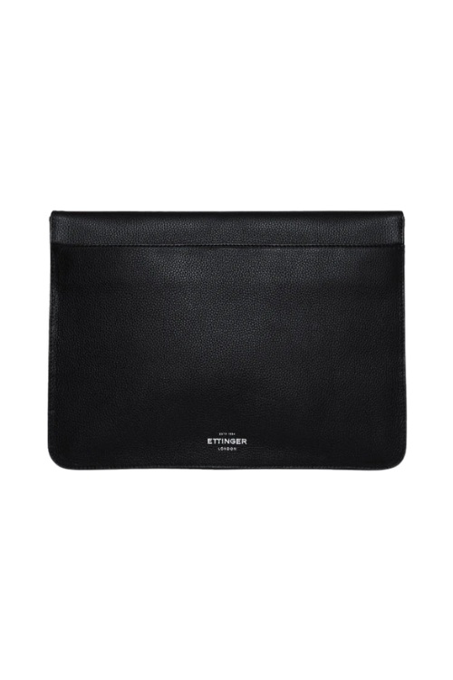 Black leather laptop case
