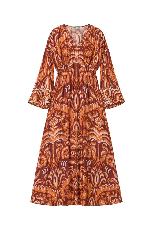 Red patterened dress