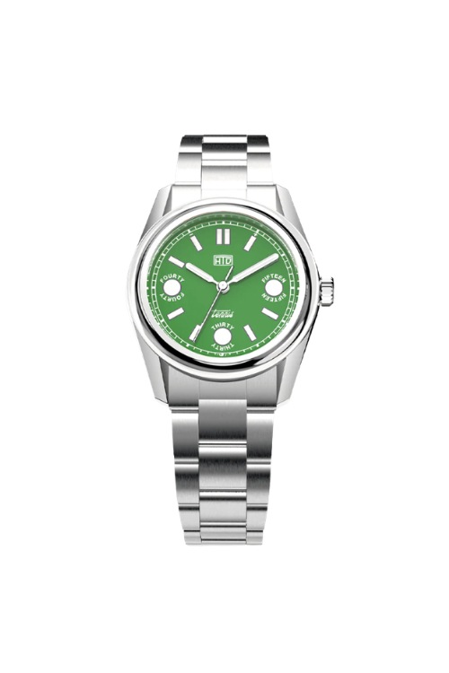 Watch with green face