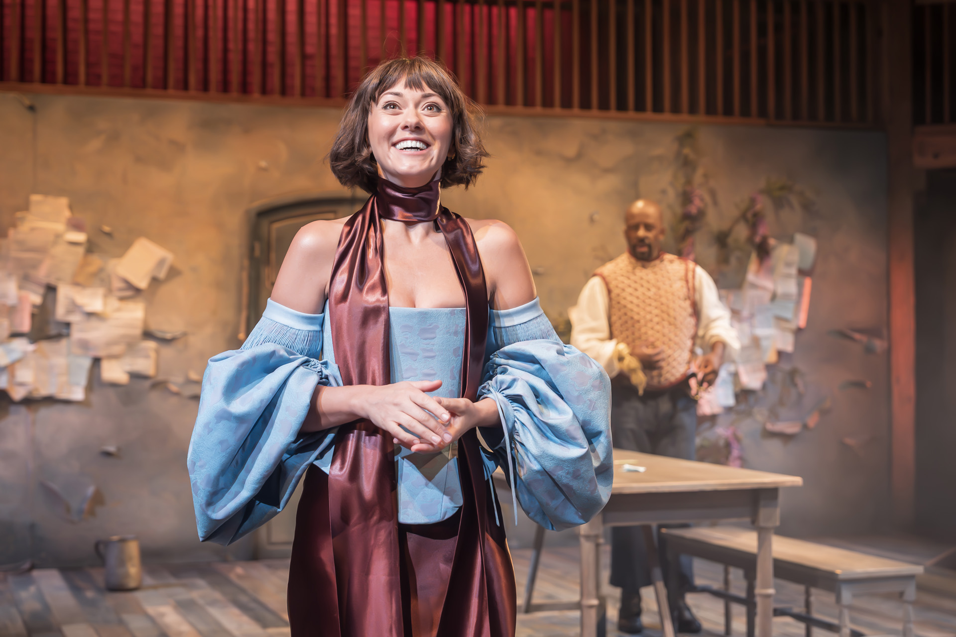 Susannah Fielding as Roxane and Adrian Lester as Cyrano in RSC's Cyrano de Bergerac.