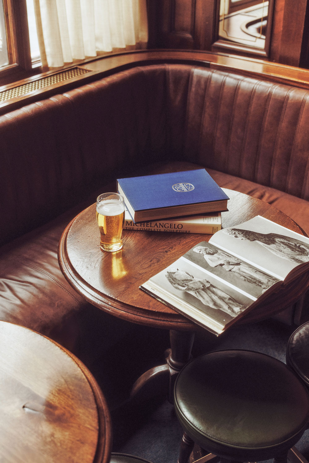 Bar table with a beer on