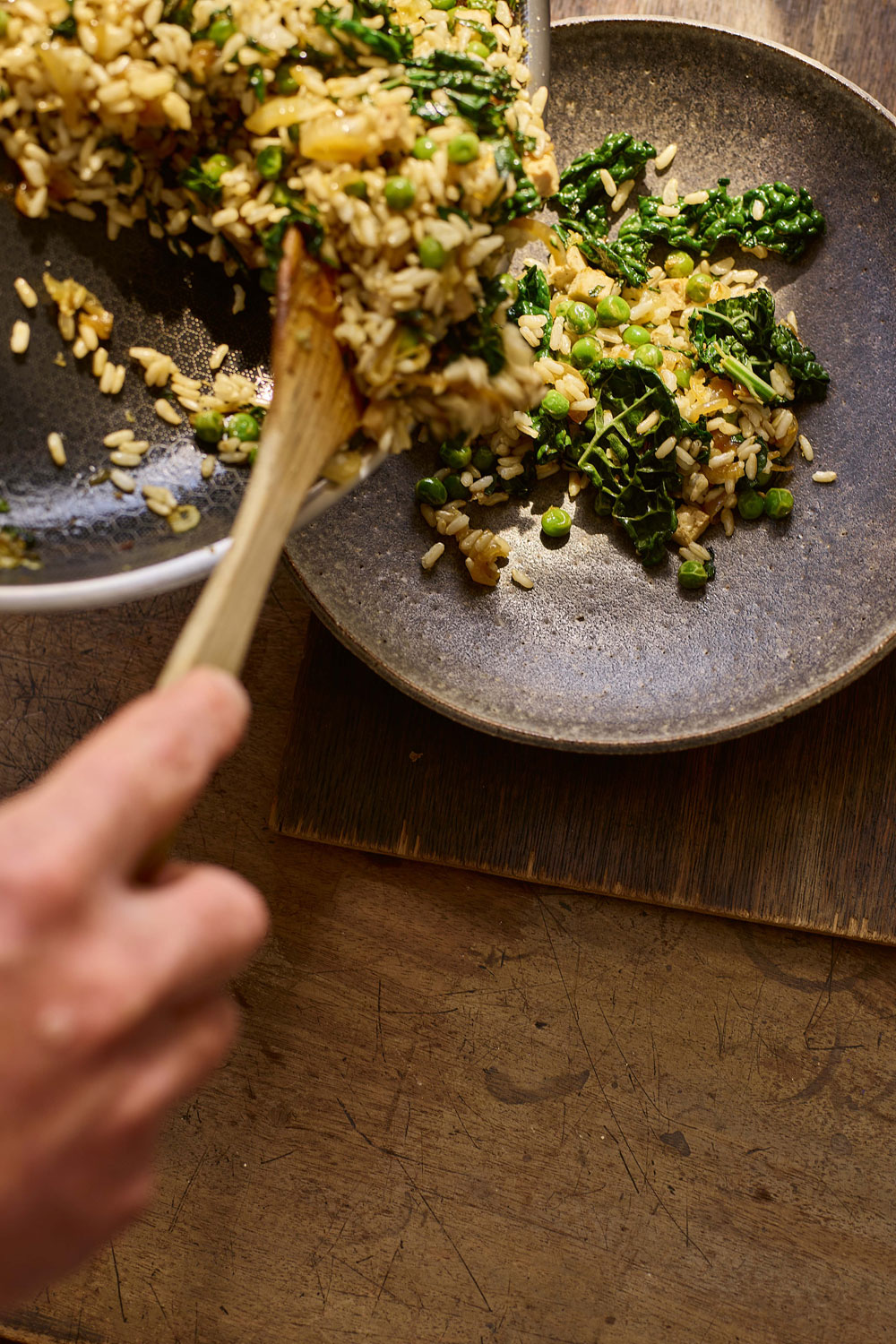Fried rice, peas, soy and sesame