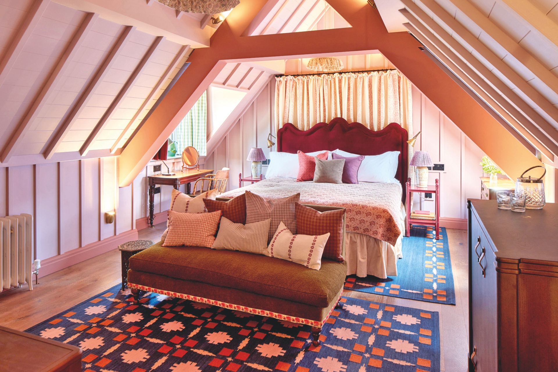 Pink hotel room