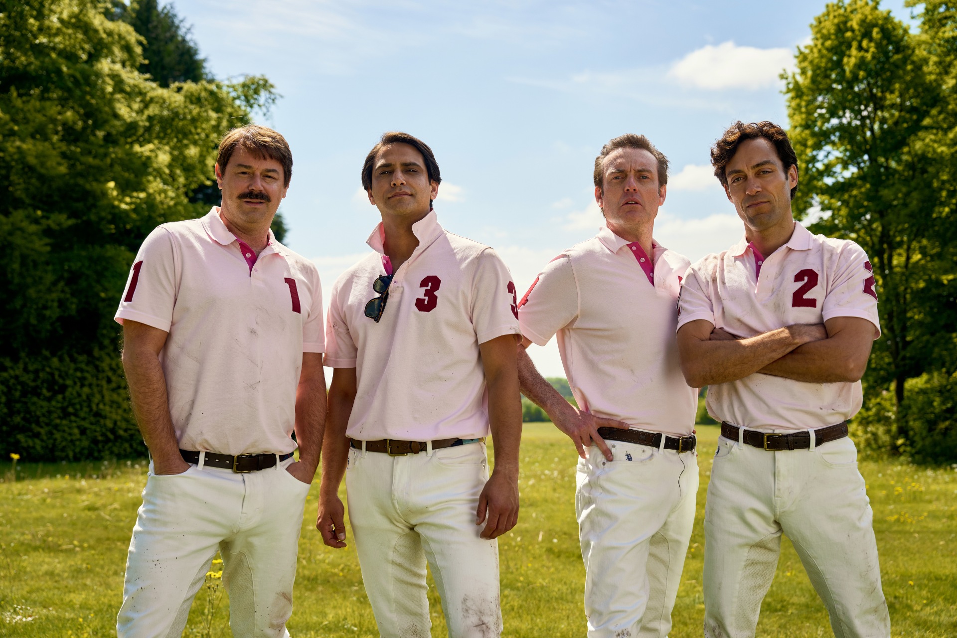Danny Dyer as Freddie Jones, Luca Pasqualino as Bas Baddingham, Brendan Patricks as Henry Hampshire & Alex Hassell as Rupert Campbell-Black