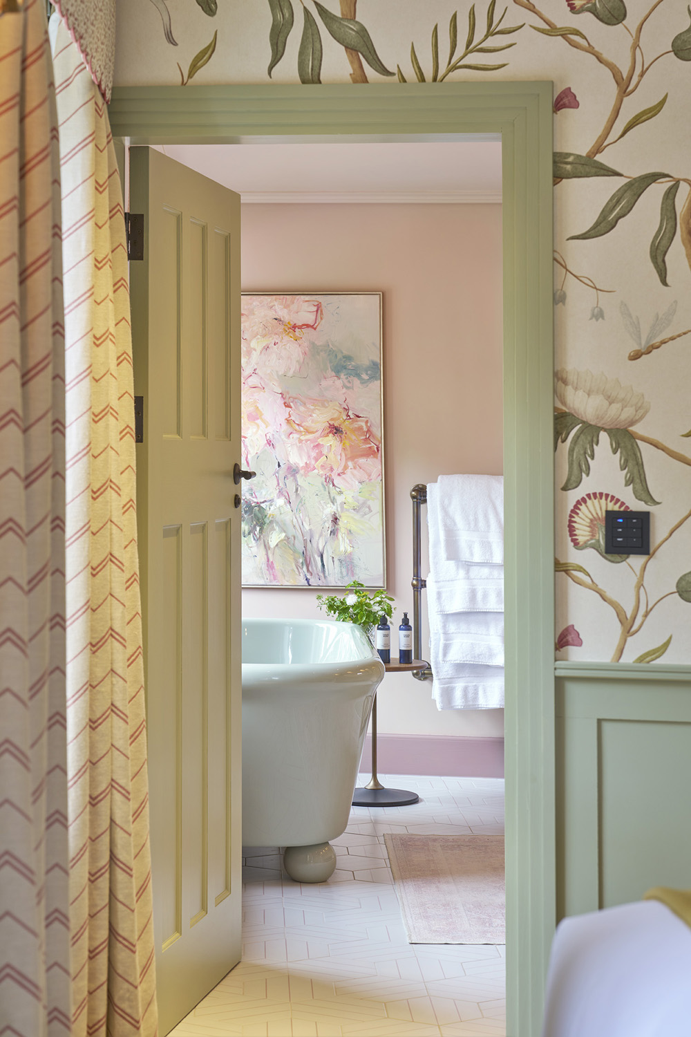 Looking through a door to a bath