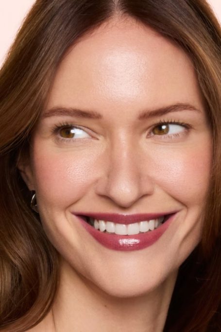 Woman wearing lip products