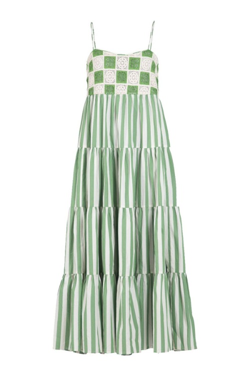 Green stripe and check maxi
