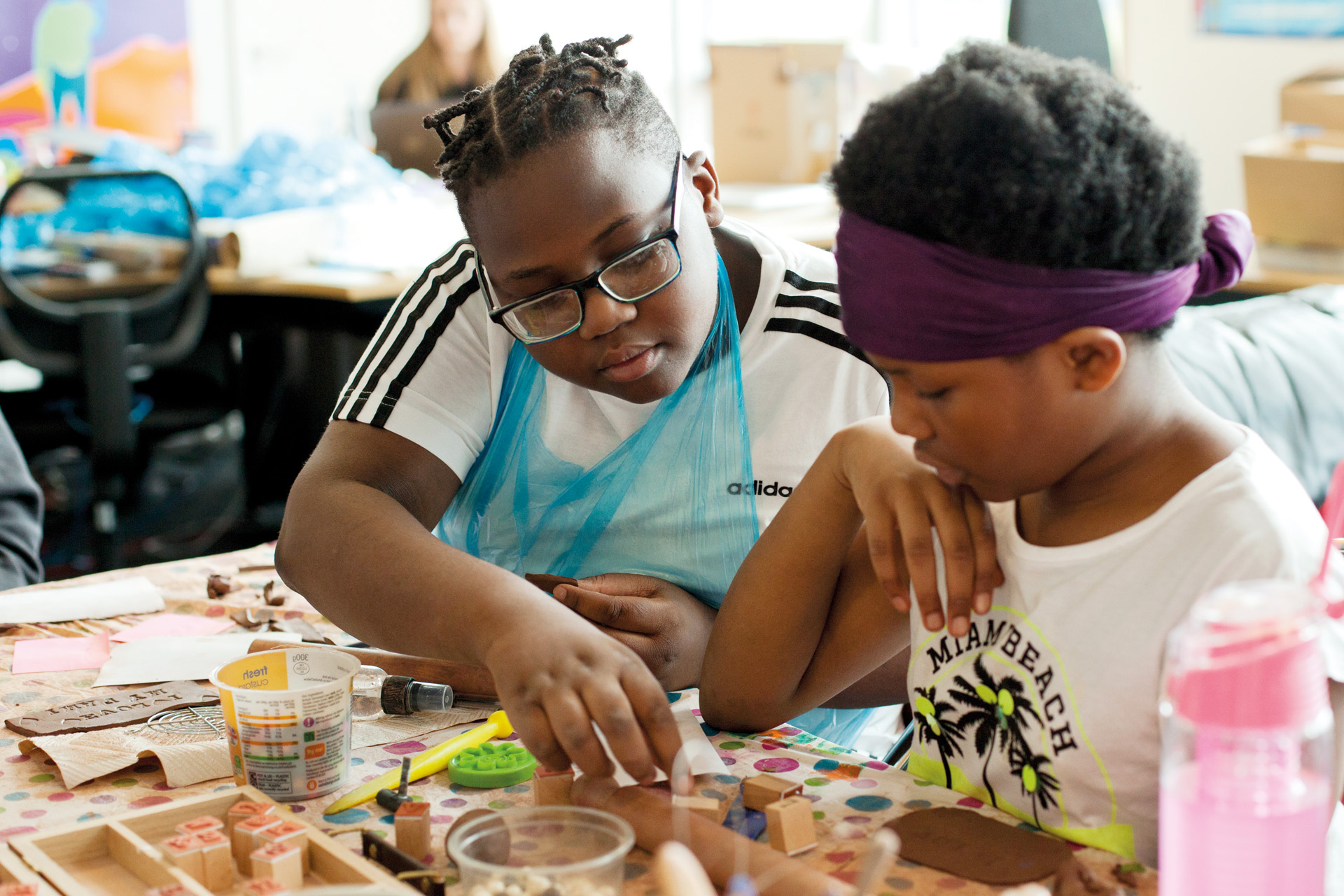 Two children being creative