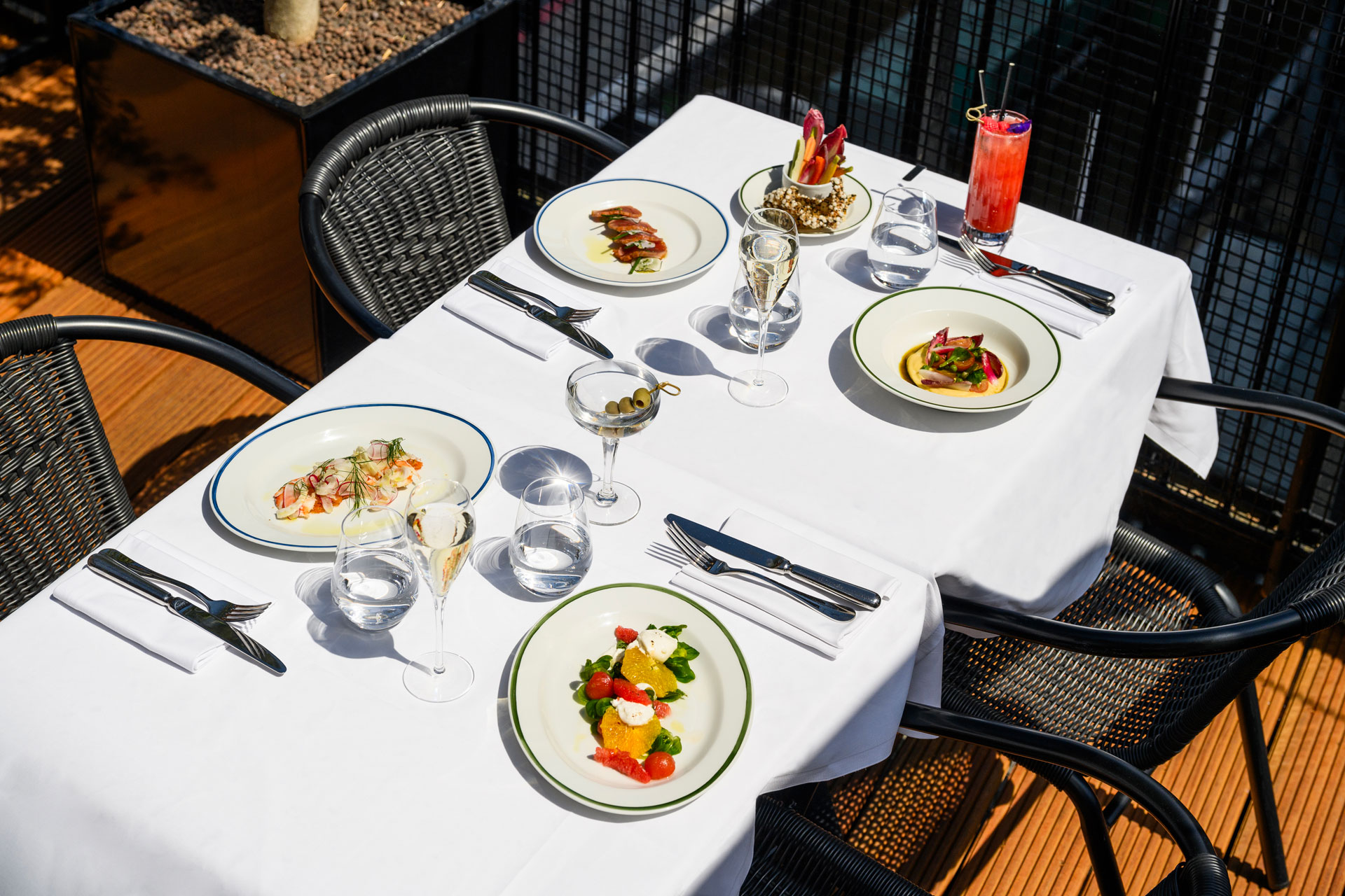 Outdoor table at Harvey Nichols Fifth Floor Terrace