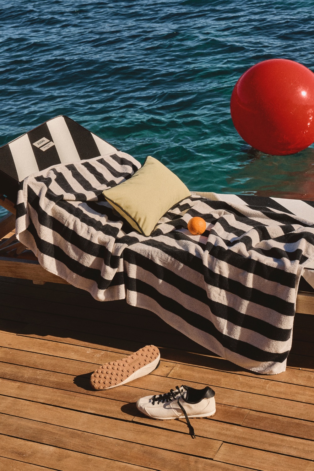 Striped Jacquemus sun lounger at Mandarin Oriental, Bodrum