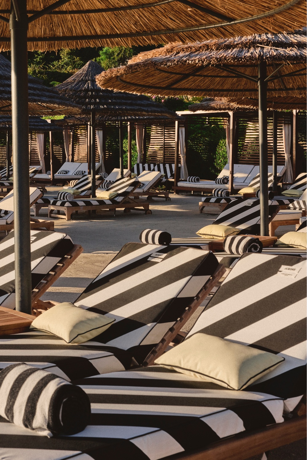 Striped Jacquemus sun loungers at Mandarin Oriental, Bodrum