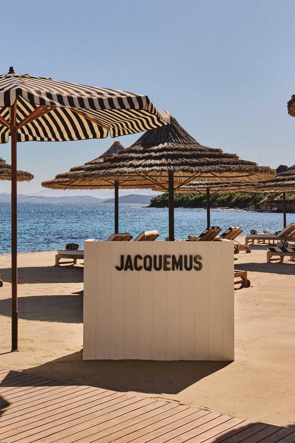 Jacquemus booth on the beach at Mandarin Oriental, Bodrum