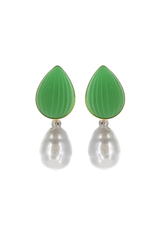 Green pearl drop earrings from Laurence Coste