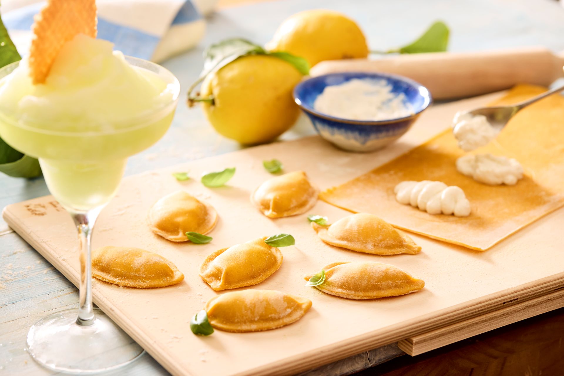 Lemon shaped pasta ravioli