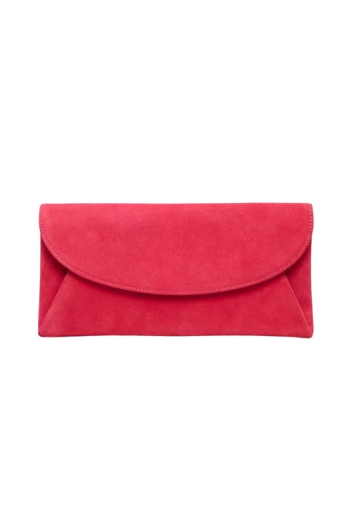 Red-pink suede clutch