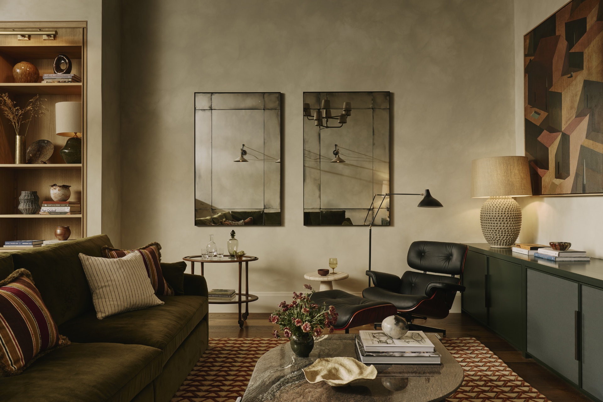 Living space with armchair and sofa